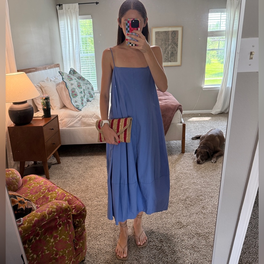 Free People Blue Spaghetti Strap Sundress Midi